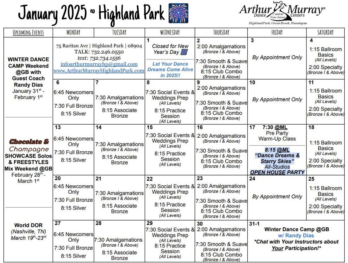 January 2025 Highland Park Calendar