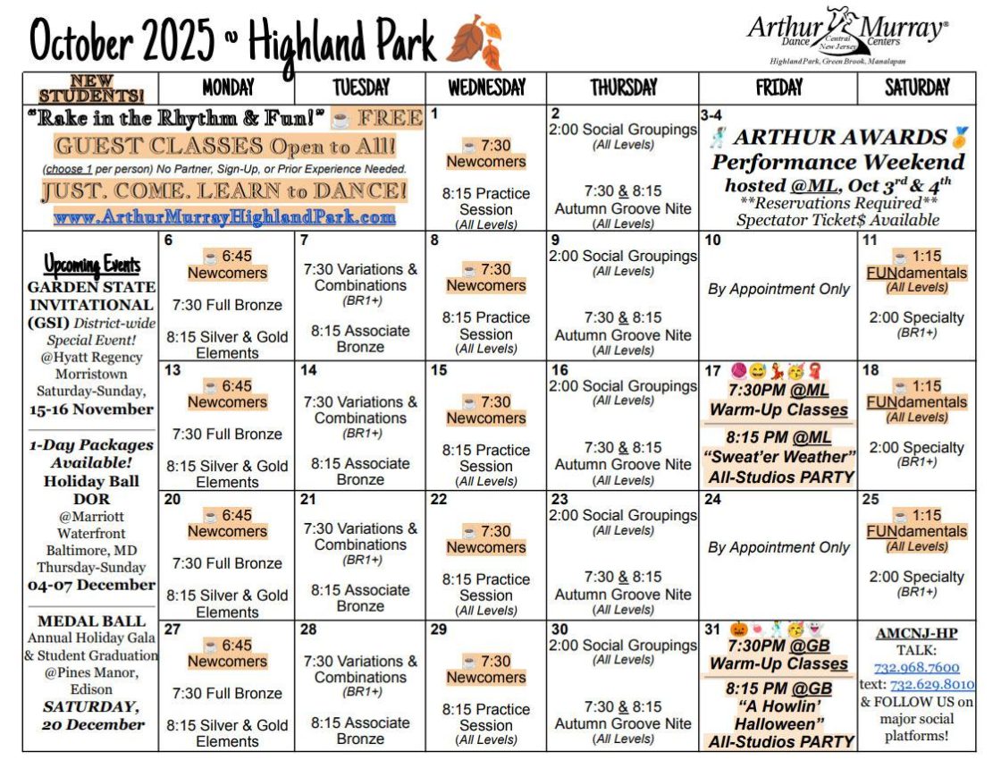 October 2025 HP Calendar