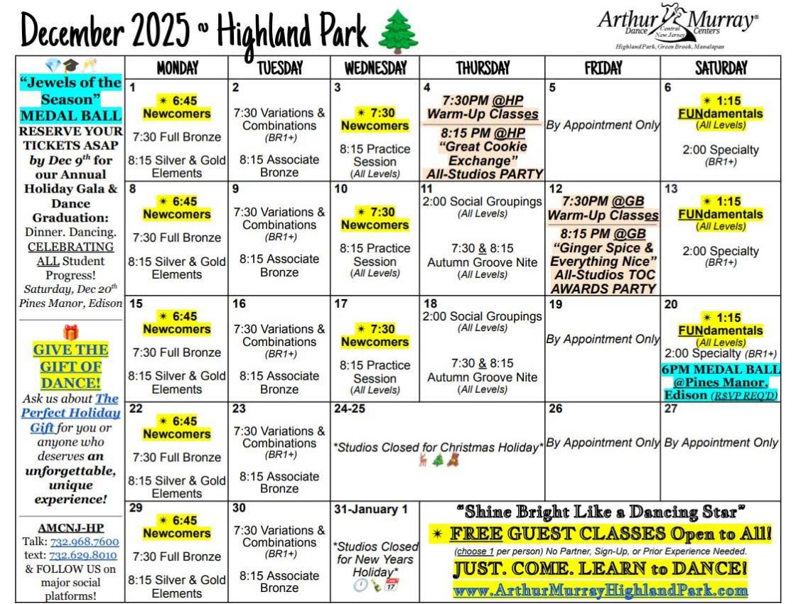 December 2025 HP Calendar