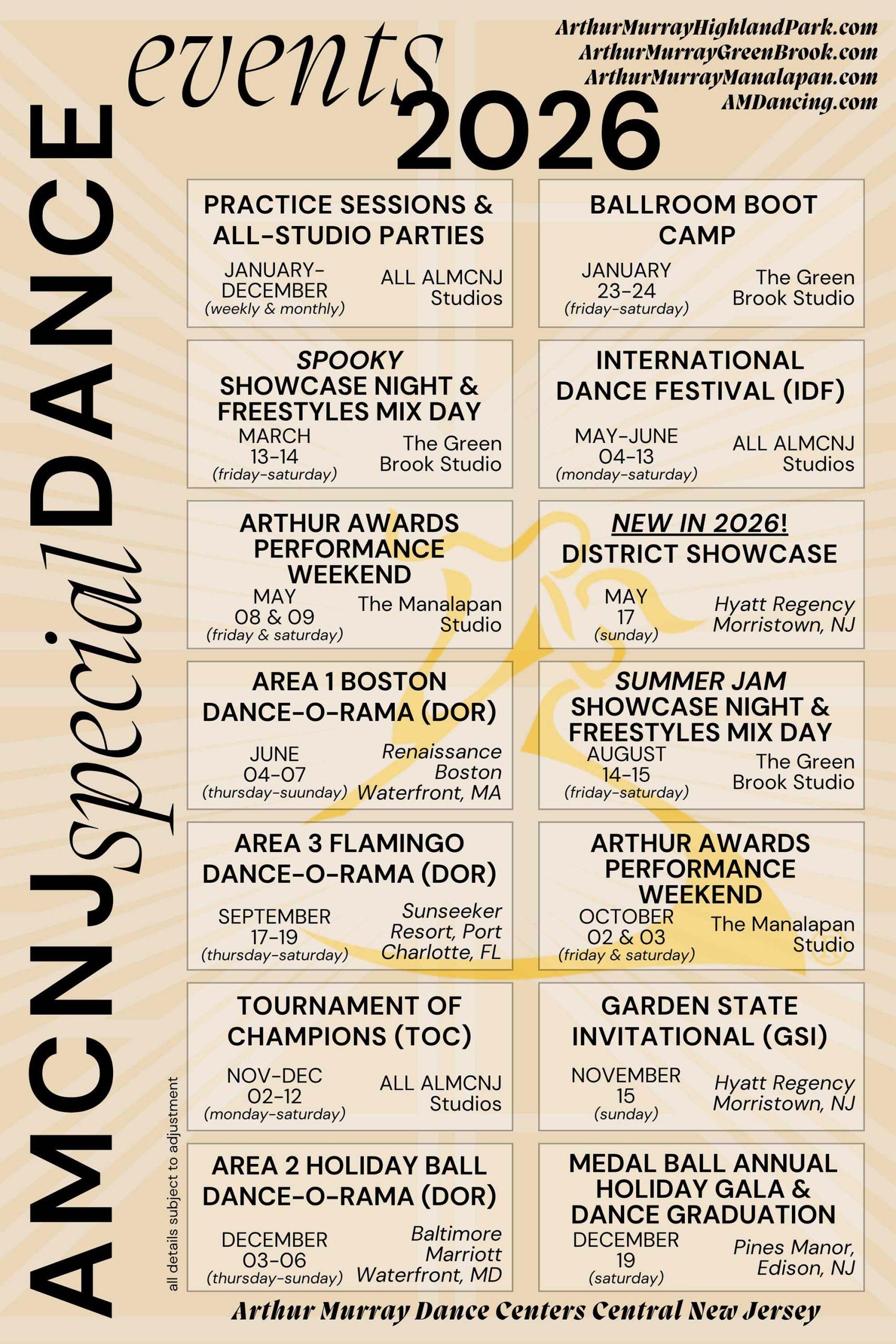 AMCNJ Special DANCE Events 2026